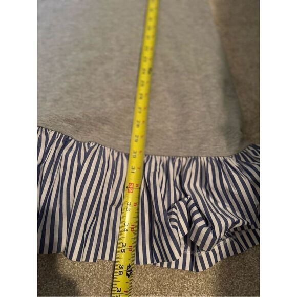 LIKE NEW Eliza J Sweatshirt Dress Women's 14 Gray Blue Striped Ruffle Flounce He - Picture 6 of 9
